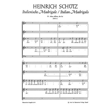 Alma afflitta che fai? - Seel in Noten SWV 4 -Italienisches Madrigal Nr. 4- by Schutz Heinrich for Mixed Choir
