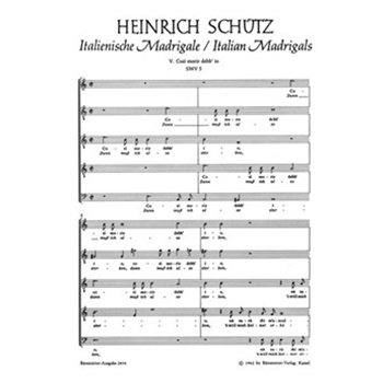 Cosi morir debb'io - Dann muss ich also sterben SWV 5 -Italienisches Madrigal Nr. 5- by Schutz Heinrich for Mixed Choir