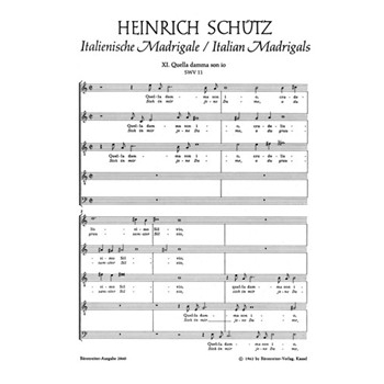 Quella damma son io - Sieh in mir jene Dame SWV 11 -Italienisches Madrigal Nr. 11- by Schutz Heinrich for Mixed Choir