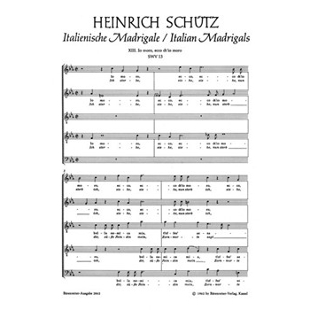 Io moro ecco ch'io moro - Ich sterbe siehe nun sterb' ich SWV 13 -Italienisches Madrigal Nr. 13- by Schutz Heinrich for Mixed Choir
