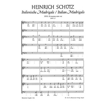 Di marmo siete voi - Von Marmor seid ihr Fraue SWV 17 -Italienisches Madrigal Nr. 17- by Schutz Heinrich for Mixed Choir