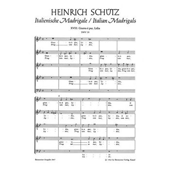 Giunto è pur Lidia - Trug ist's nur Lydia SWV 18 -Italienisches Madrigal Nr. 18- by Schutz Heinrich for Mixed Choir