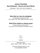Was Gott tut das ist wohlgetan (What God ordains is always good) for Mixed Chrous two Violins two by Pachelbel Johann for Mixed Choir