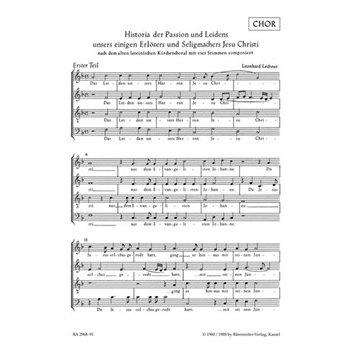Historia der Passion und des Leidens unseres einigen Erlosers und Seligmachers Jesu Christi (1593) ( by Lechner Leonhard for Mixed Choir