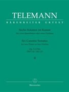 6 Canonic Sonatas Opus 5 Volume 2 by Telemann Georg Philipp for Flute Duet (Vol 2)