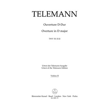 Ouverture fur two Cornes de chasse two Oboen (Fagotte) Streicher und Basso continuo D-Dur TWV 55:D by Telemann Georg Philipp for