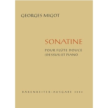 Sonatine fur Sopranblockflote und Klavier (1955) by Migot Georges for Recorder-S