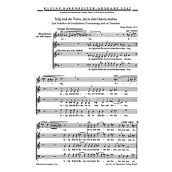 Selig sind die Toten Nr. 35 -Kleine Motette- (Liedsatz aus "Der Jahrkreis" op. 5 (1932/33)) by Distler Hugo for SSolo/Mixe