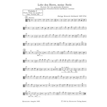 Lobe den Herrn meine Seele -Kantate fur vier gemischte Stimmen funfstimmiges Streichorchester und by Erlebach Philipp Heinrich for