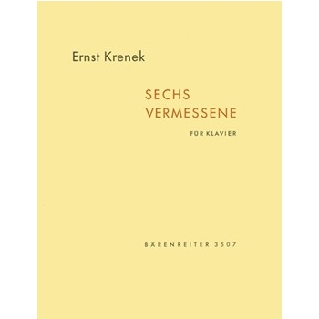 Sechs Vermessene fur Klavier op. 168 (1958) by Krenek Ernst for Piano