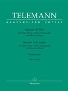 Quartet for Flute Oboe Violin Violoncello and Basso continuo G major TWV 43:G2 -"Tafelmusik"- by Telemann Georg Philipp for Fl/Ob/V/Vc