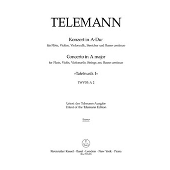 Concerto for Flute Violin Violoncello Strings and Basso Continuo A major TWV 53:A 2 -Tafelmusik I by Telemann Georg Philipp for