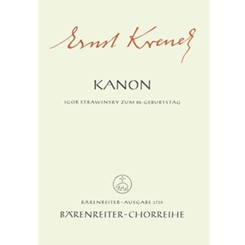 Kanon fur Igor Strawinsky zum 80. Geburtstag (1962) -Igori carissimo amico. zweistimmiger Kanon- by Krenek Ernst for Female voi