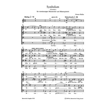 Symbolum -Komposition fur Mannerchor und Blaserquintett- (Des Maurers Wandeln es gleicht dem Leben) by Bialas Gunter for TTBB