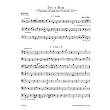 zweite Suite fur Blockflotenquartett String Quartet oder andere Instrumente (nach Klavierstucken au by Marx Karl for