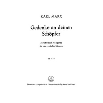Gedenke an deinen Schopfer (1958) -Motette nach Prediger 12- by Marx Karl for Mixed Choir