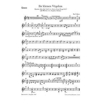 Ihr kleinen Vogelein -Kantate zu dem Lied von Anton Ernst Kopp (1717) nach Worten von Angelus Silesi by Marx Karl for