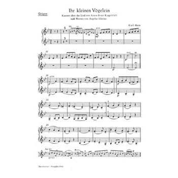Ihr kleinen Vogelein -Kantate zu dem Lied von Anton Ernst Kopp (1717) nach Worten von Angelus Silesi by Marx Karl for