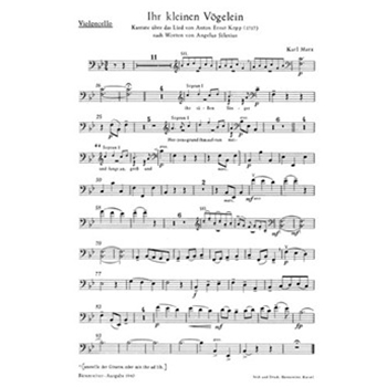 Ihr kleinen Vogelein -Kantate zu dem Lied von Anton Ernst Kopp (1717) nach Worten von Angelus Silesi by Marx Karl for