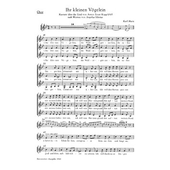 Ihr kleinen Vogelein -Kantate zu dem Lied von Anton Ernst Kopp (1717) nach Worten von Angelus Silesi by Marx Karl for Female cho