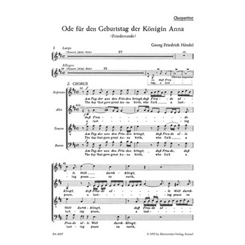 Ode for the Birthday of Queen Anne HWV 74 by Handel George Frideric for SSolo/ASol