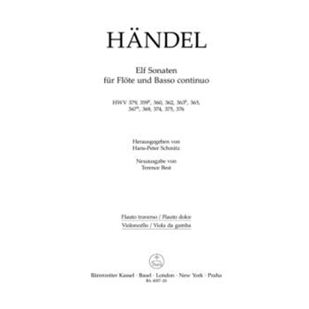 Eleven Sonatas for Flute and Basso Continuo HWV 379 359b 360 362 363b 365 367b 369/ HWV 374-3 by Handel George Frideric for Flute and Piano