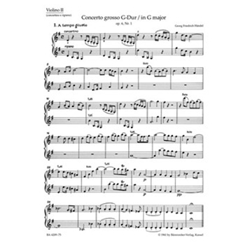 Concerto grosso G-Dur op. 6/1 HWV 319 by Handel George Frideric for