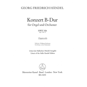 Organ Concerto B-flat major op. 7/1 HWV 306 -Concerto for Organ (Harpsichord) and Orchestra- by Handel George Frideric for