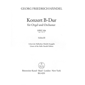 Organ Concerto B-flat major op. 7/1 HWV 306 -Concerto for Organ (Harpsichord) and Orchestra- by Handel George Frideric for