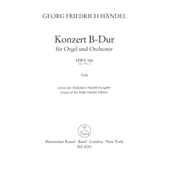 Organ Concerto B-flat major op. 7/1 HWV 306 -Concerto for Organ (Harpsichord) and Orchestra- by Handel George Frideric for