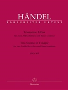 Triosonate fur zwei Altblockfoten und Basso continuo F-Dur HWV 405 by Handel George Frideric for 2Recorder-