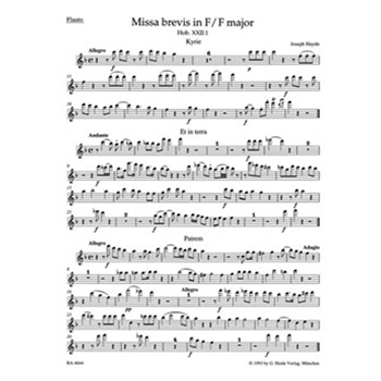 Missa brevis F major Hob. XXII:1 (Fruhe Streicherfassung und spatere Fassung mit Wind Instrumentsn u by Haydn Joseph for