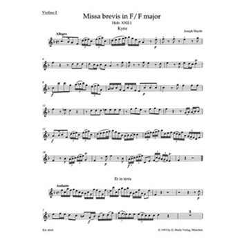 Missa brevis F major Hob. XXII:1 (Fruhe Streicherfassung und spatere Fassung mit Wind Instrumentsn u by Haydn Joseph for