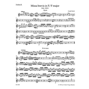 Missa brevis F major Hob. XXII:1 (Fruhe Streicherfassung und spatere Fassung mit Wind Instrumentsn u by Haydn Joseph for
