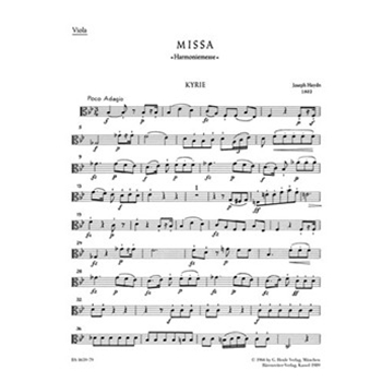 Missa B-flat major Hob.XXII:14 "Harmony Mass" by Haydn Joseph for