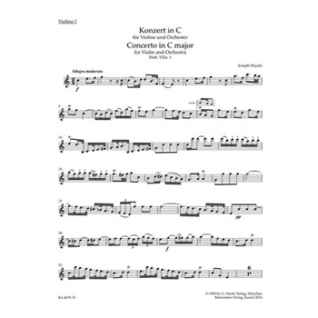 Concerto for Violin and Orchestra C major Hob. VIIa:1 by Haydn Joseph for
