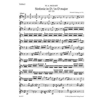 Symphony Nr. 20 D major K. 133 by Mozart Wolfgang Amadeus for