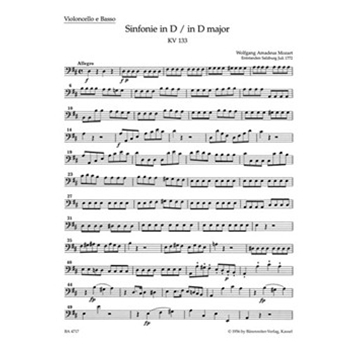 Symphony Nr. 20 D major K. 133 by Mozart Wolfgang Amadeus for