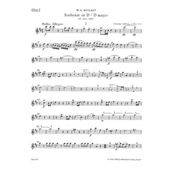 Symphony Nr. 30 D major K. 202(186b) by Mozart Wolfgang Amadeus for