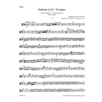 Symphony Nr. 31 D major K. 297 (300a) "Paris Symphony" by Mozart Wolfgang Amadeus for