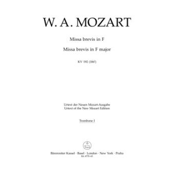 Missa brevis F major K. 192 (186f) by Mozart Wolfgang Amadeus for