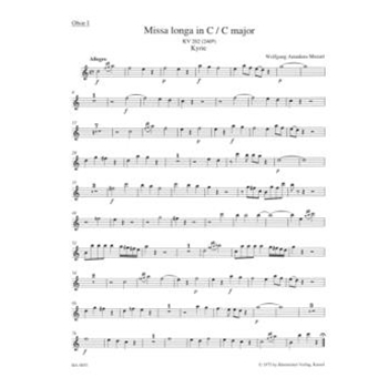 Missa longa C major K. 262 (246a) by Mozart Wolfgang Amadeus for