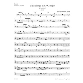 Missa longa C major K. 262 (246a) by Mozart Wolfgang Amadeus for
