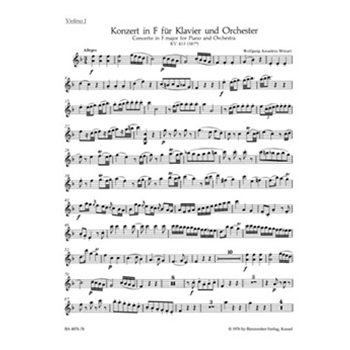 Concerto for Piano and Orchestra Nr. 11 A major K. 413(387a) by Mozart Wolfgang Amadeus for