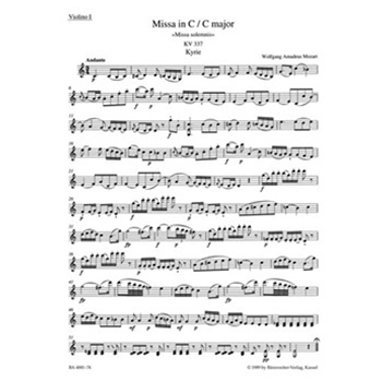 Missa C major K. 337 "Missa solemnis" by Mozart Wolfgang Amadeus for