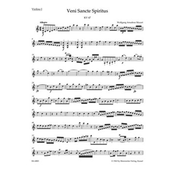 Veni Sancte Spiritus K. 47 by Mozart Wolfgang Amadeus for