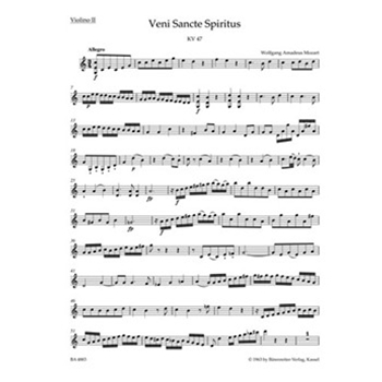 Veni Sancte Spiritus K. 47 by Mozart Wolfgang Amadeus for
