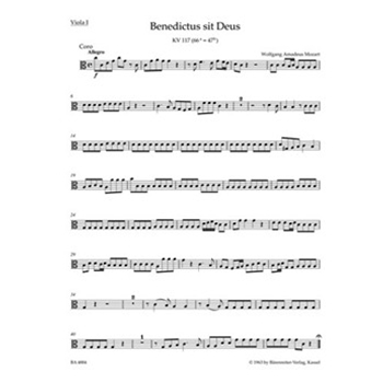 Benedictus sit Deus K. 117 (66a=47b) by Mozart Wolfgang Amadeus for