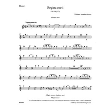 Regina coeli C major K. 108 (74d) by Mozart Wolfgang Amadeus for Wind Set