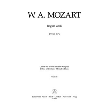 Regina coeli C major K. 108 (74d) by Mozart Wolfgang Amadeus for Viola 2